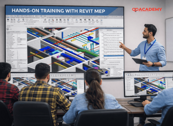 Revit MEP course training session showing BIM modeling and MEP coordination in Autodesk Revit